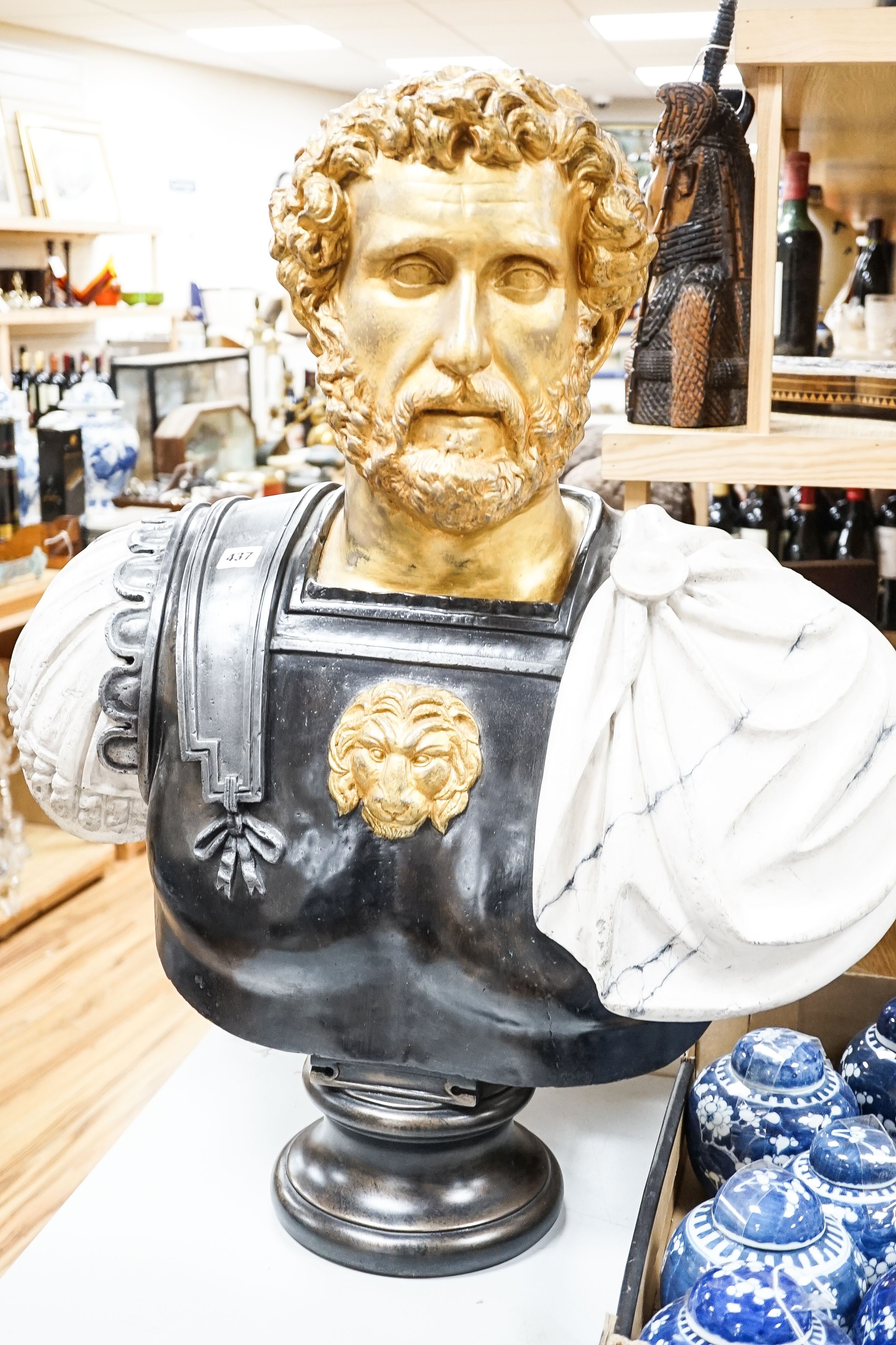 A pair of Roman style busts of Emperors, after the antique, tallest 82cm